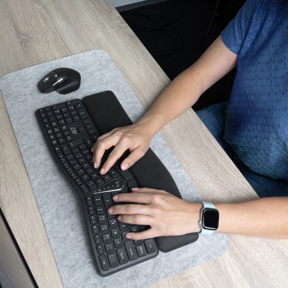 ACT AC5450 | Ergonomisch draadloos toetsenbord | Bluetooth + USB-A | Multi-Connect | Polssteun | QWERTY US | Donkergrijs - Afbeelding 5